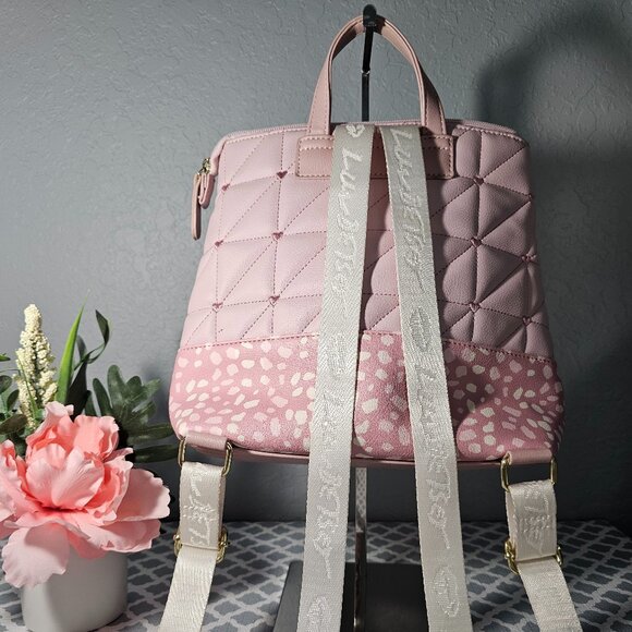 Betsey Johnson Pink Heart Quilted Backpack Purse - Picture 4 of 13